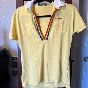 D squared rainbow collar yellow polo style top